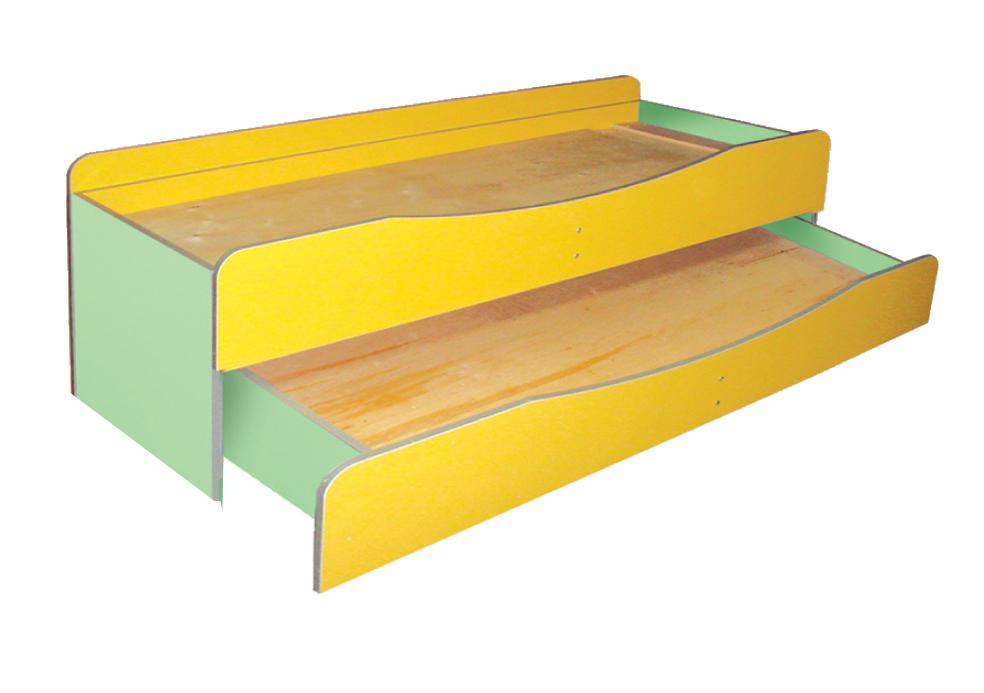 Ліжко дитяче 2-х ярусне без матрацу, боковини та спинки з ламінованої ДСП,(ТОВ ‘’АЛМАНТ’’),1435х649х585 мм